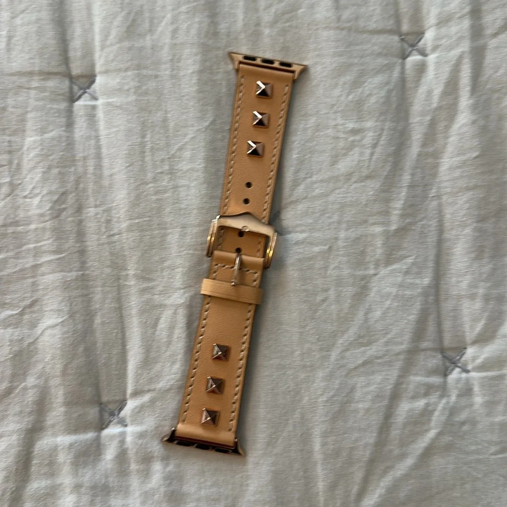 💙 5 for $20 - Tan Smart Watch Band with gold Buckle and accents
